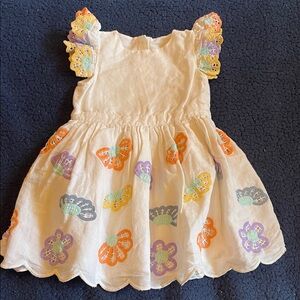 STELLA MCCARTNEY KIDS floral-embroidery scallop-trim dress